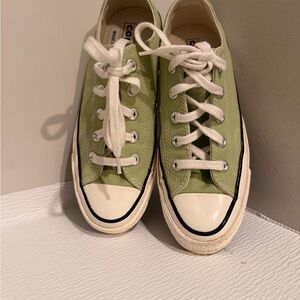 Converse White and Green Canvas Shoes